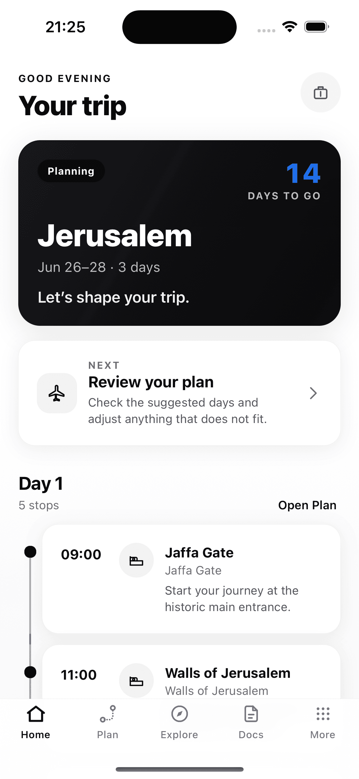 TripAtlas trip planning screen